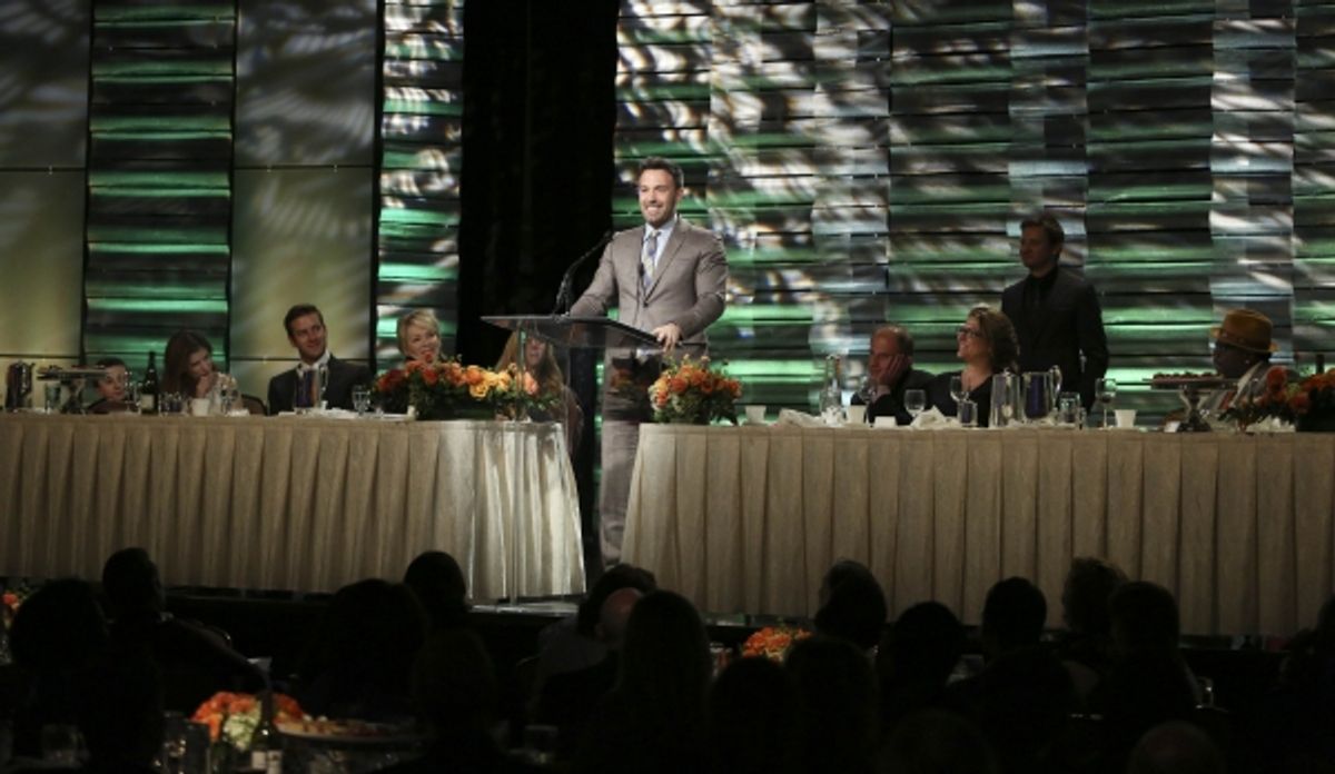 Ben Affleck, Career Achievement Award winner speaks during the 2012 Casting Society of America Artios Awards held at the Beverly Hilton Hotel on Monday Oct. 29, 2012 in Beverly Hills, Calif. (Photo by Ryan Miller/Capture Imaging) at 