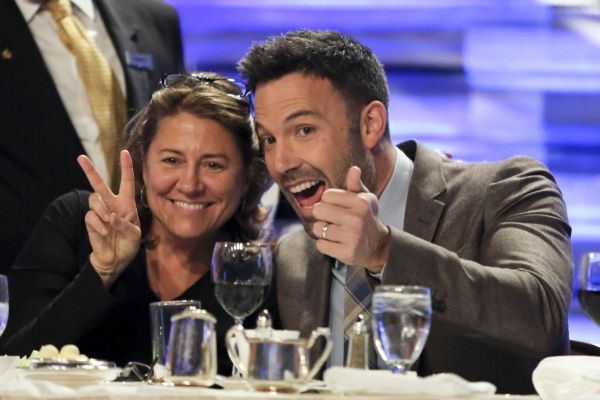 From left, Lora Kennedy, Hoyt Bowers Award winner and Ben Affleck, Career Achievement Photo