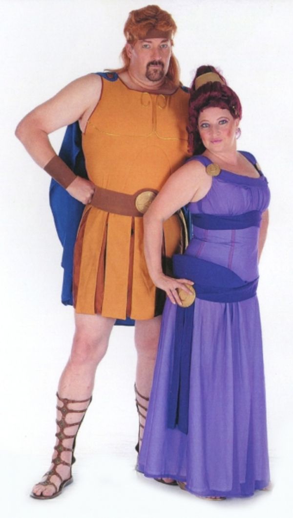 David Arnold and Cat Arnold as Hercules and Megara, wearing costumes designed by Cat, Photo