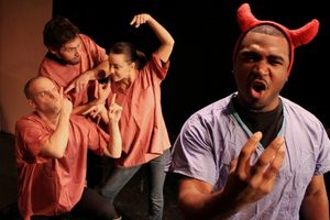 Dez Walker appears as Dr. Bojangles with (L-R) medical students Dustin Gardner, Jamen Photo