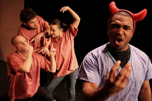 Dez Walker appears as Dr. Bojangles with (L-R) medical students Dustin Gardner, Jamen Photo