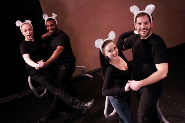 Dustin Gardner, Dez Walker, Britta Peele and Jamen Spitzer dance as lab mice Photo
