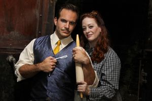 Travis Risner as Sweeney Todd and Boni McIntyre as Mrs.Lovett Photo