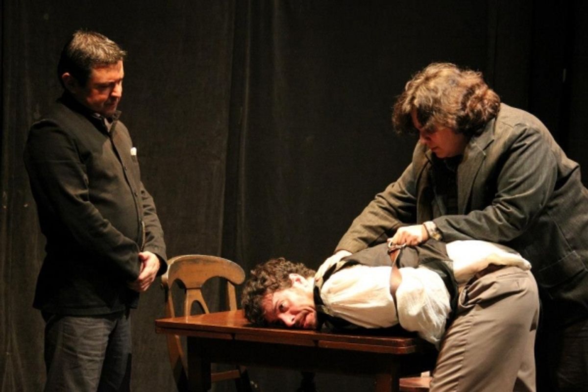 Robert Poley, Christopher Marlowe and Ingram Frizer (Sam Martinez, Scott McWhirter and Anthony Torres) at 