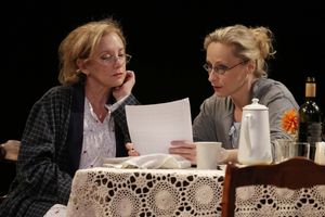 J. Smith-Cameron and Laila Robins in Sorry, written and directed by Richard Nelson, a Photo