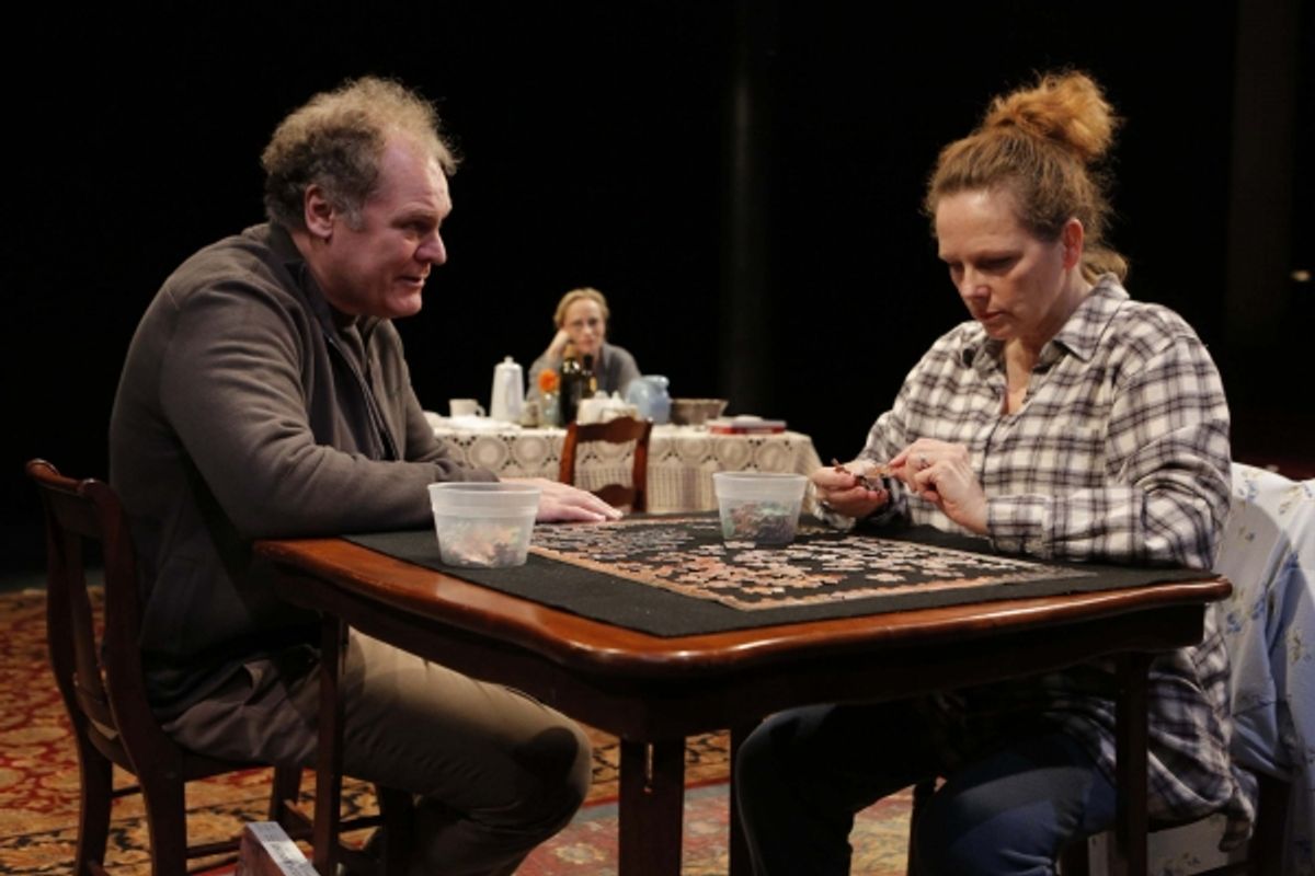 Jay O. Sanders, Laila Robins, Maryann Plunkett in Sorry, written and directed by Richard Nelson, a Public Lab production running through November 18 at The Public Theater at Astor Place. Photo Credit: Joan Marcus. at 