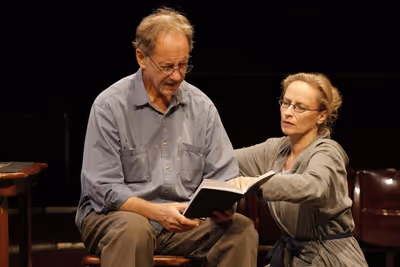 Jon DeVries and Laila Robins in Sorry, written and directed by Richard Nelson, a Publ Photo
