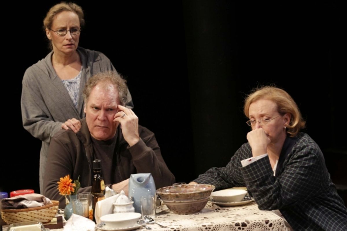 Laila Robins, Jay O. Sanders, and J. Smith-Cameron in Sorry, written and directed by Richard Nelson, a Public Lab production running through November 18 at The Public Theater at Astor Place. Photo Credit: Joan Marcus. at 