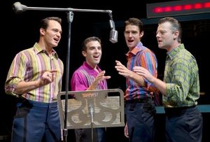 The current cast of JERSEY BOYS: Matt Bogart, Jarrod Spector, Drew Gehling, Jeremy Ku Photo