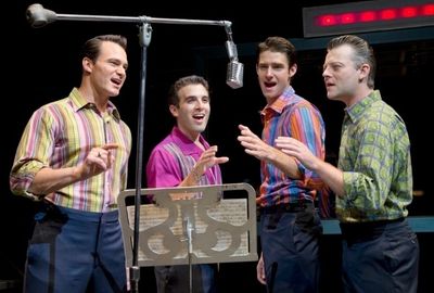 The current cast of JERSEY BOYS: Matt Bogart, Jarrod Spector, Drew Gehling, Jeremy Ku Photo