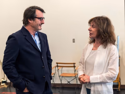 Playwright Jon Robin Baitz and cast member Jeannie Berlin Photo
