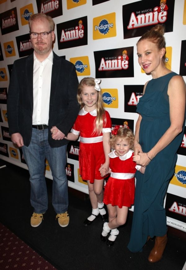 Jim Gaffigan and Jeannie Gaffigan with daughters (Kate and Marre) Photo