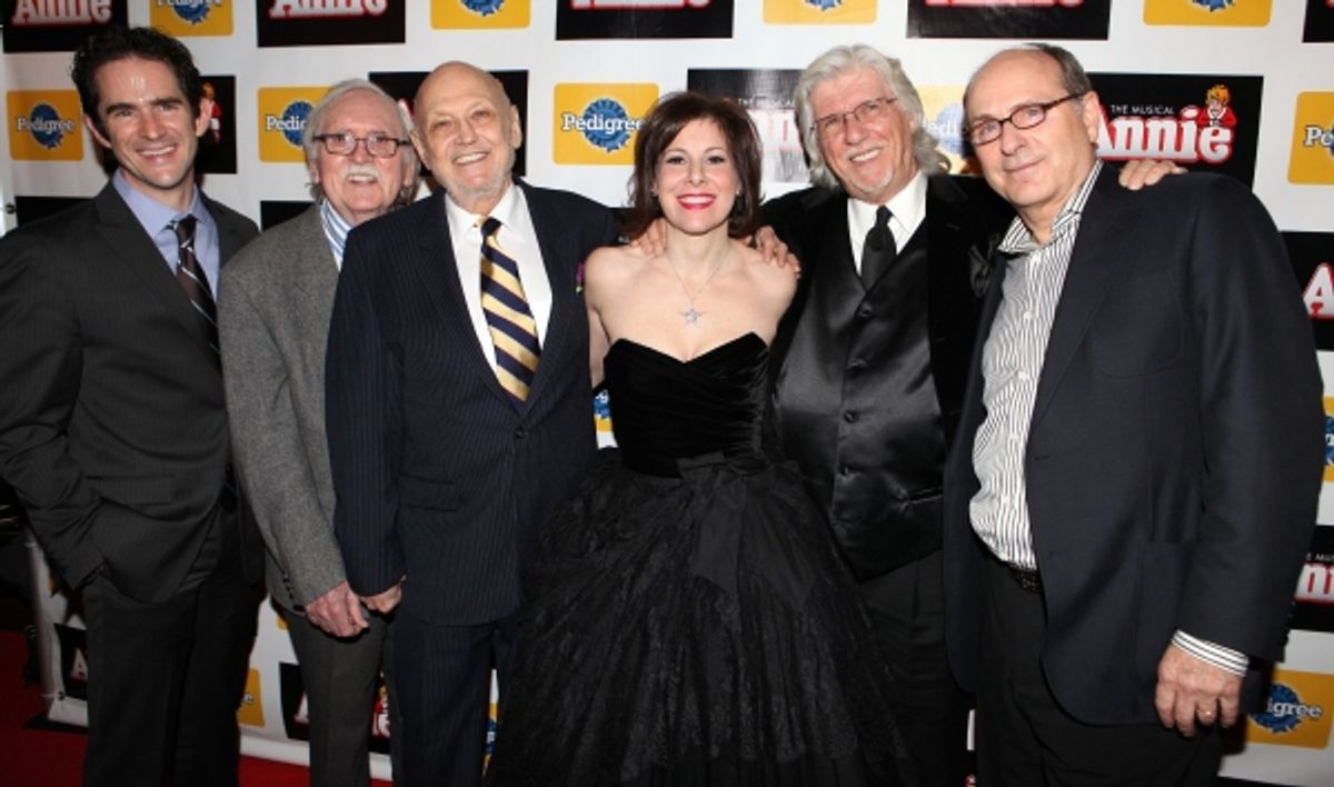 Andy Blankenbuehler, Thomas Meehan, Charles Strouse, Arielle Tepper Madover, Martin Charnin & James Lapine at 