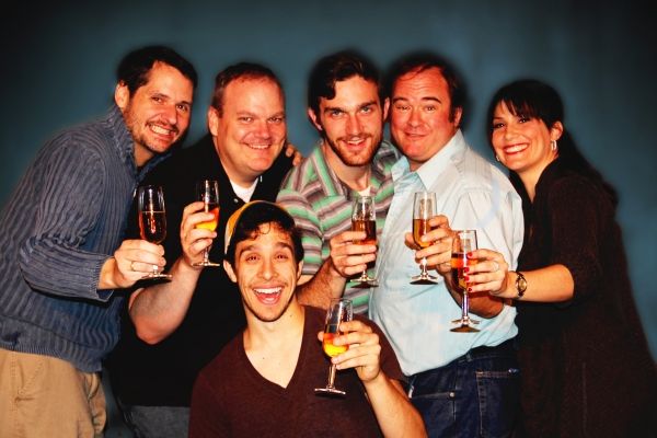 Evan (Michael Lopetrone, center) is surrounded by his friends (from L to R, Jamie Ric Photo
