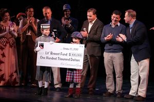 Ethan Khusidman & Zachary Unger with check presentation to Christopher Horgan, Jonathan Ziegler and Timothy Carroll from The Lil' Bravest INC Charity @ BroadwayWorld Ethan Khusidman & Zachary Unger with check presentation to Christopher Horgan, Jonath Photo