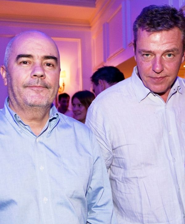 Madness saxophonist Lee Thompson and Suggs Photo