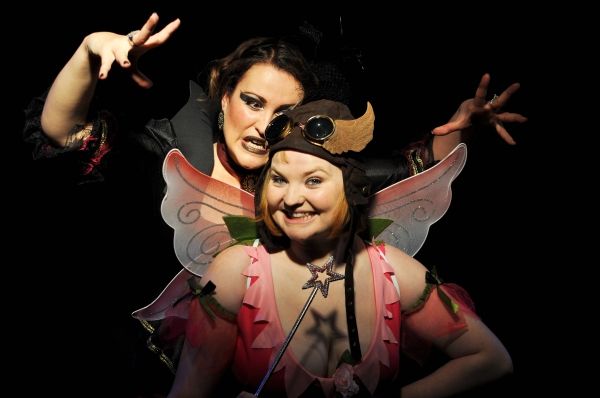 Lucyelle Cliffe as Queen Runt Laura Hyde as Fairy Bell End Photo