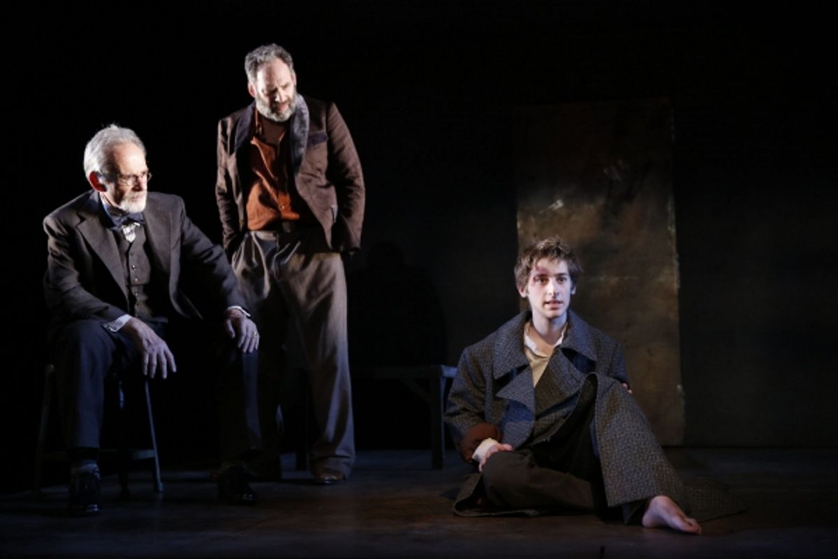 Ron Rifkin, Daniel Oreskes, and Noah Robbins in The Twenty-Seventh Man, written by Nathan Englander and directed by Barry Edelstein, running at The Public Theater at Astor place through December 9. Photo credit Joan Marcus. at 