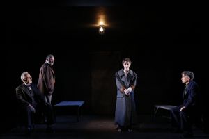 Ron Rifkin, Daniel Oreskes, Noah Robbins, and Chip Zien in The Twenty-Seventh Man, written by Nathan Englander and directed by Barry Edelstein, running at The Public Theater at Astor place through December 9. Photo credit Joan Marcus. @ BroadwayWorld Ron Rifkin, Daniel Oreskes, Noah Robbins, and Chip Zien in The Twenty-Seventh Man, wr Photo