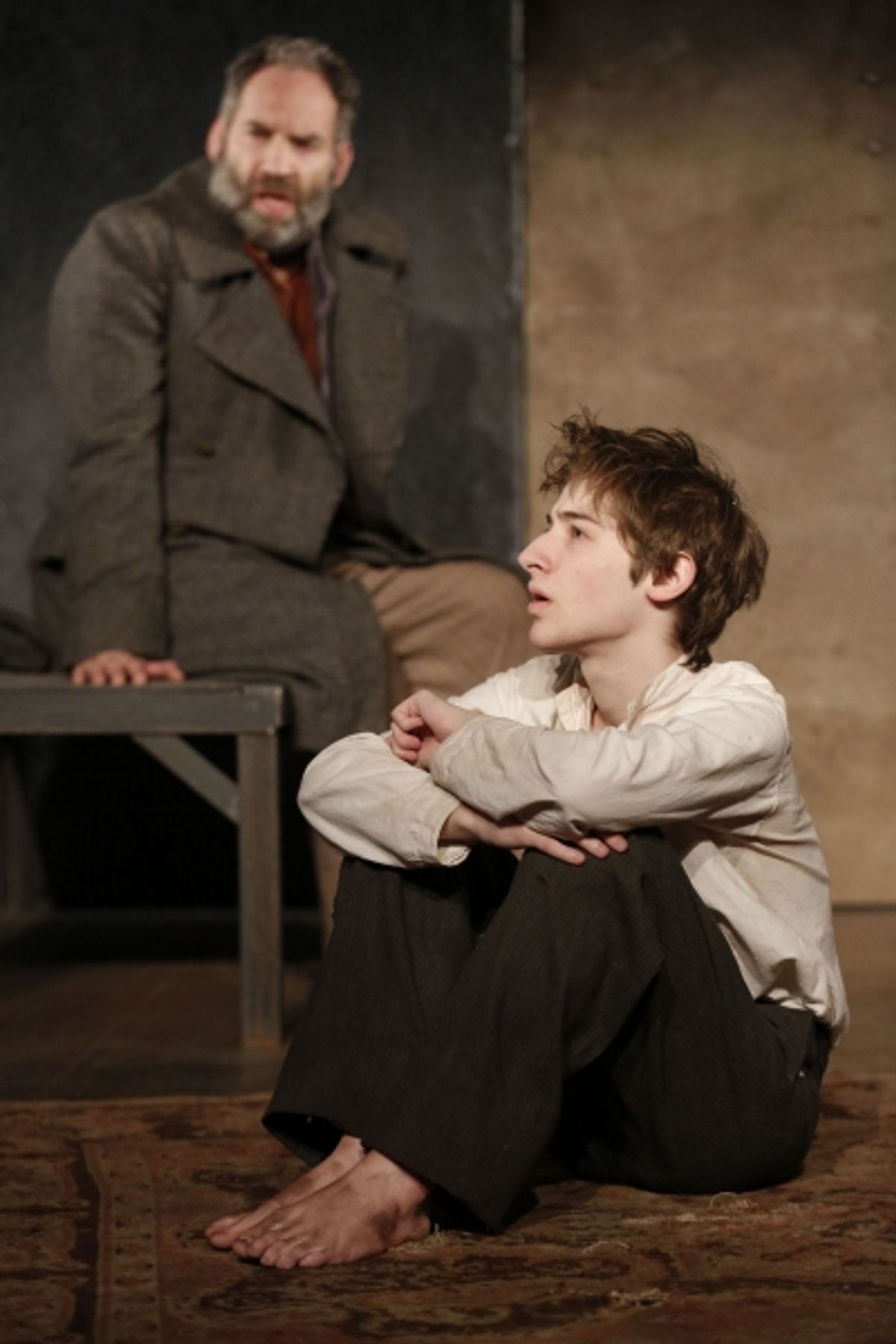 Daniel Oreskes and Noah Robbins in The Twenty-Seventh Man, written by Nathan Englander and directed by Barry Edelstein, running at The Public Theater at Astor place through December 9. Photo credit Joan Marcus. at 