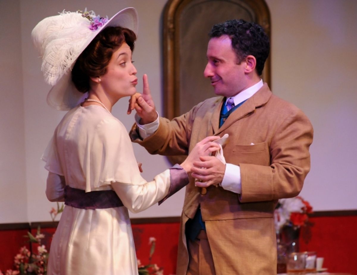 Sara Clark as Gwendolen Fairfax and  Jeremy Dubin as John Worthing  at 