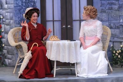 Sara Clark as Gwendolen Fairfax and Jesse Wray Goodman as Cecily Cardew  Photo