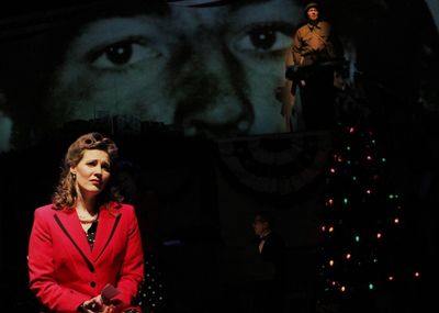 Maxene Andrews thinks about a soldier in WWII. Photo