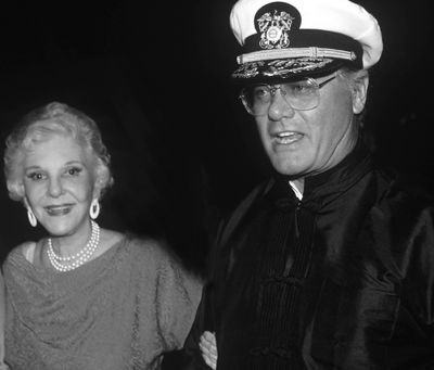 Larry Hagman &  mother Mary Martin ( DALLAS ) attending a Broadway show in New York C Photo