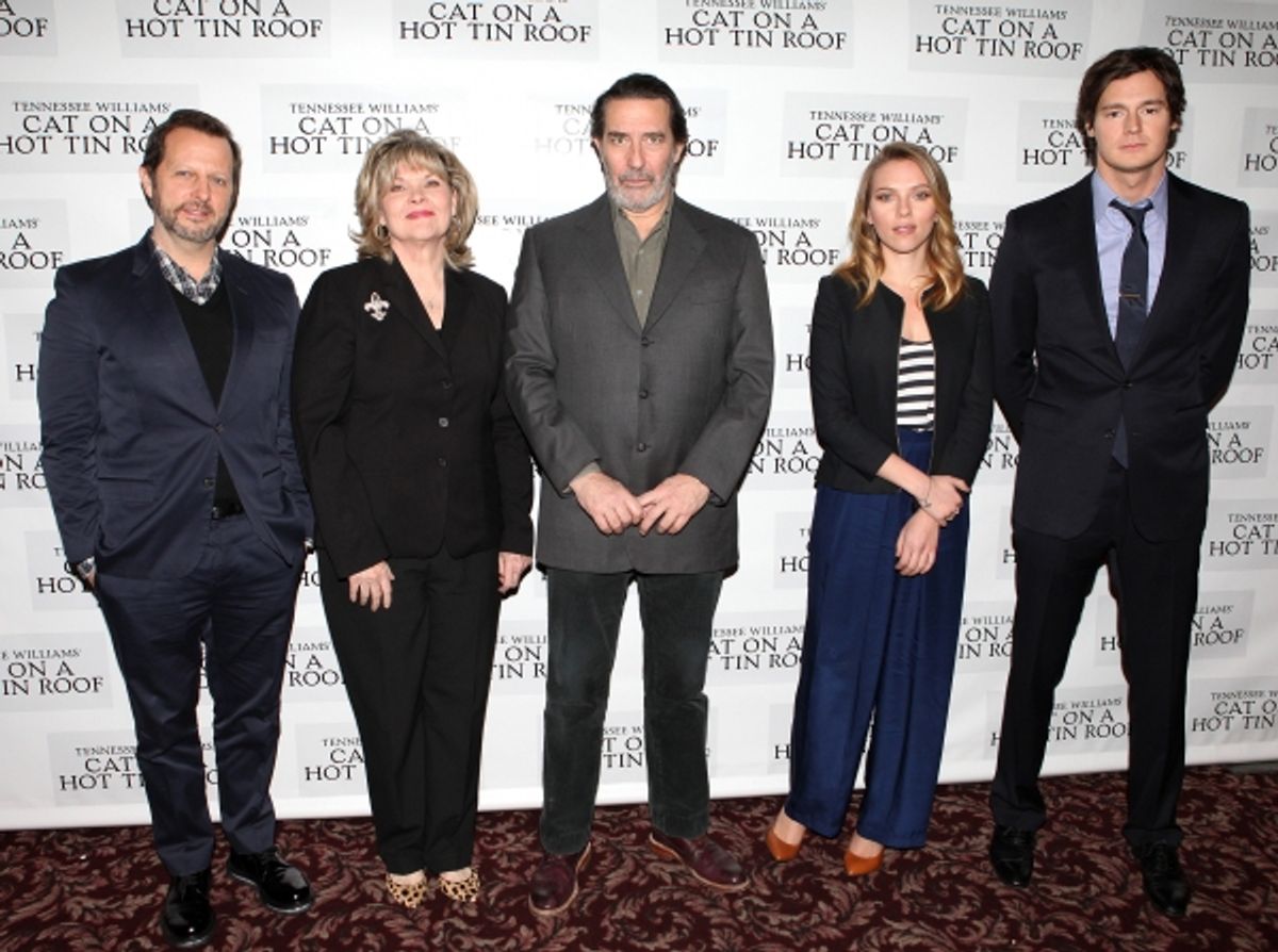 Director Rob Ashford, Debra Monk, Ciaran Hinds, Scarlett Johansson & Benjamin Walker at 