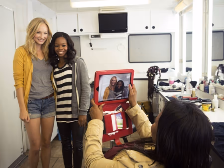 Photo Flash: Behind-The-Scenes Look at Gabby Douglas on VAMPIRE DIARIES Set Image