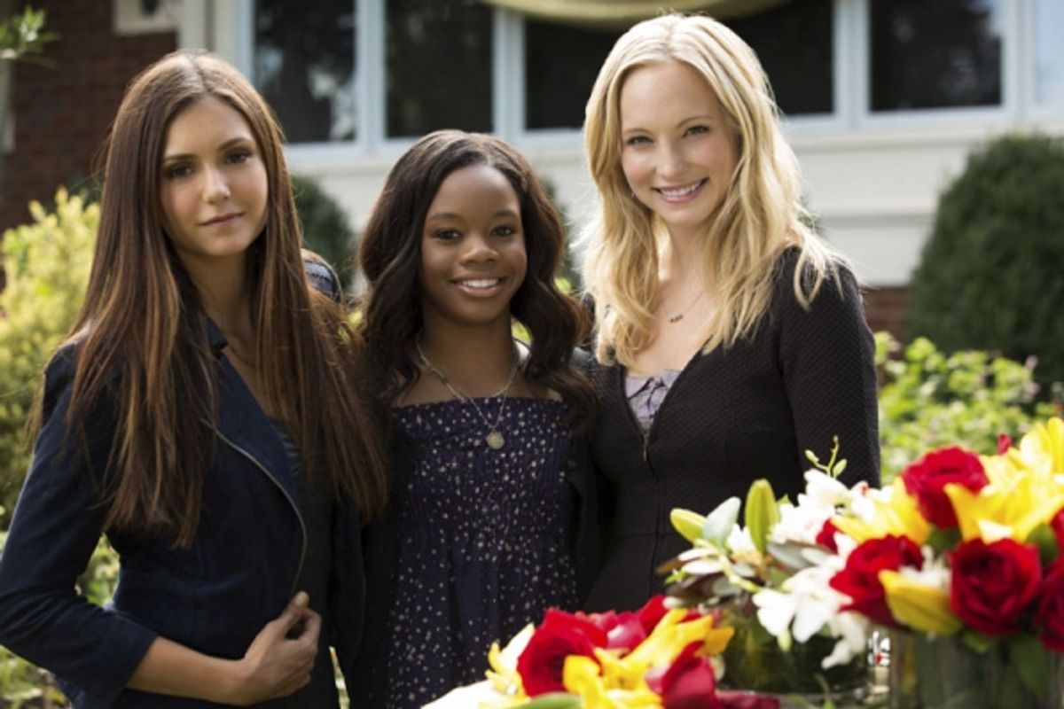 Nina Dobrev, Gabby Douglas, Candice Accola at 