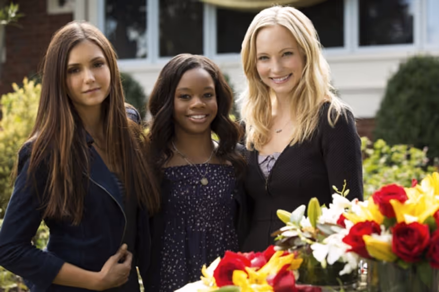 Photo Flash: Behind-The-Scenes Look at Gabby Douglas on VAMPIRE DIARIES Set Image