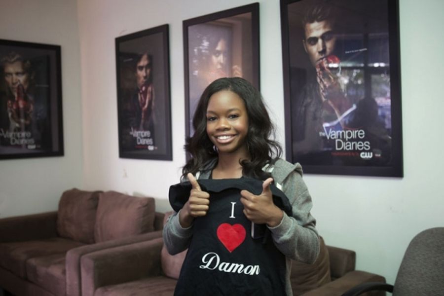 Photo Flash: Behind-The-Scenes Look at Gabby Douglas on VAMPIRE DIARIES Set Image