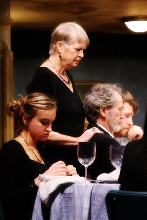Mary Mattison Vallery, Dorothy Lyman, Paul Paliyenko and Jesse Gephart at table
 Photo