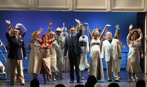 From left, cast members Dennis Kelly, Joyce Chittick, Erich Bergen, Rachel York, Fred Photo