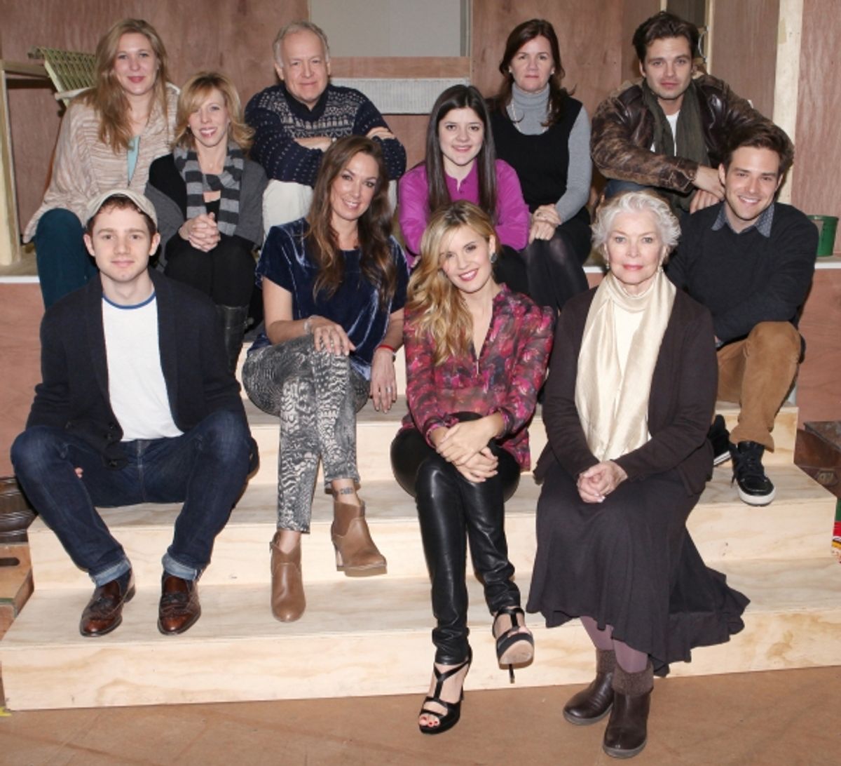 The Cast- front row: Chris Perfetti, Elizabeth Marvel, Maggie Grace, Ellen Burstyn, Ben Rappaport Back row: Cassie Beck,Maddie Corman, Reed Birney, Madeleine Martin, Mare Winningham & Sebastian Stan  at 