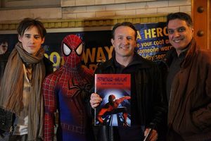Reeve Carney and Robert Cuccioli with Spider-Man and New York Cares Ã¢â‚¬Å“E Photo