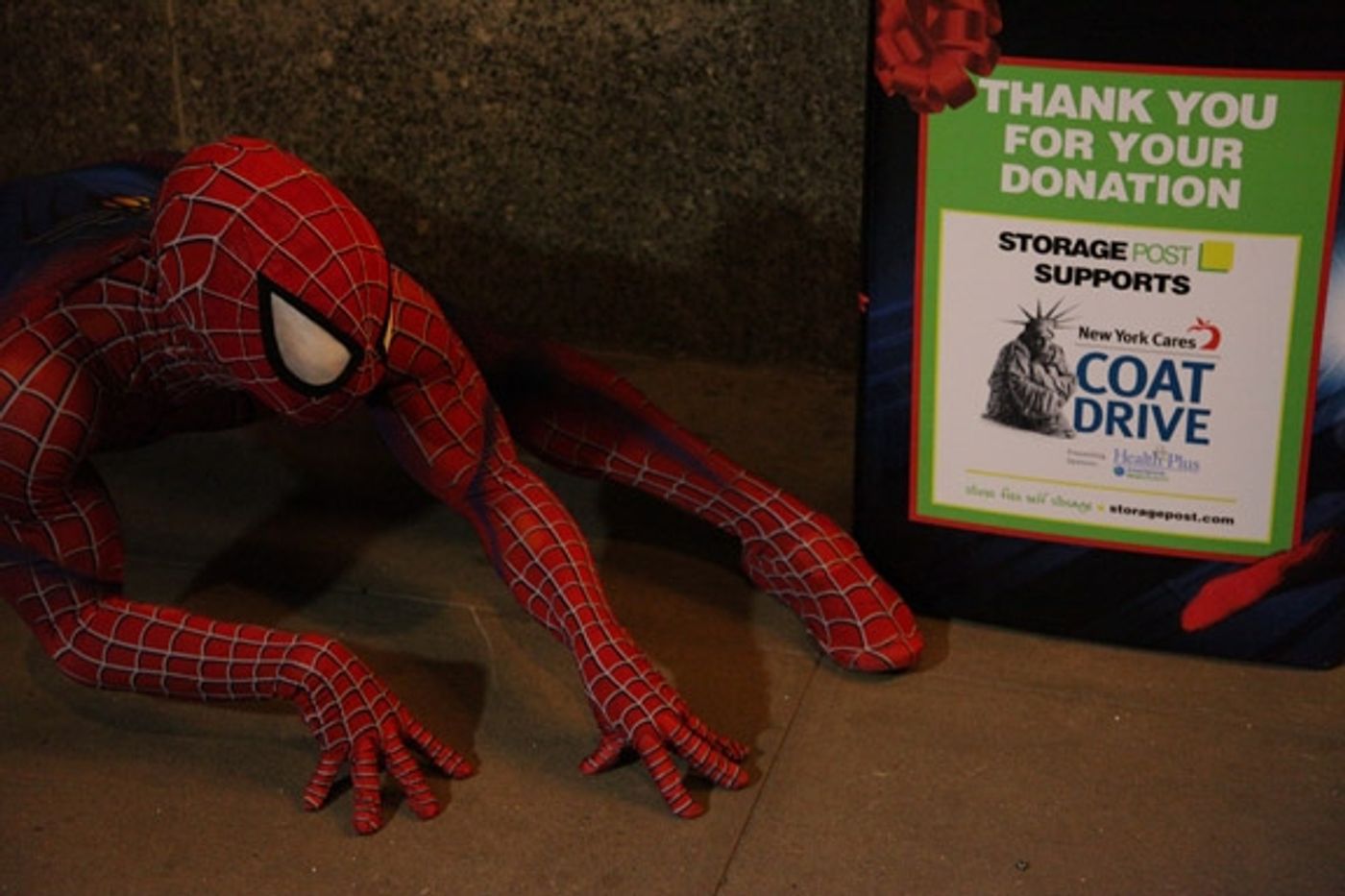 Photo Flash: SPIDER-MAN's Foxwoods Theatre Acts as New York Cares Coat Drive Collection Site, Now thru 12/31  Image