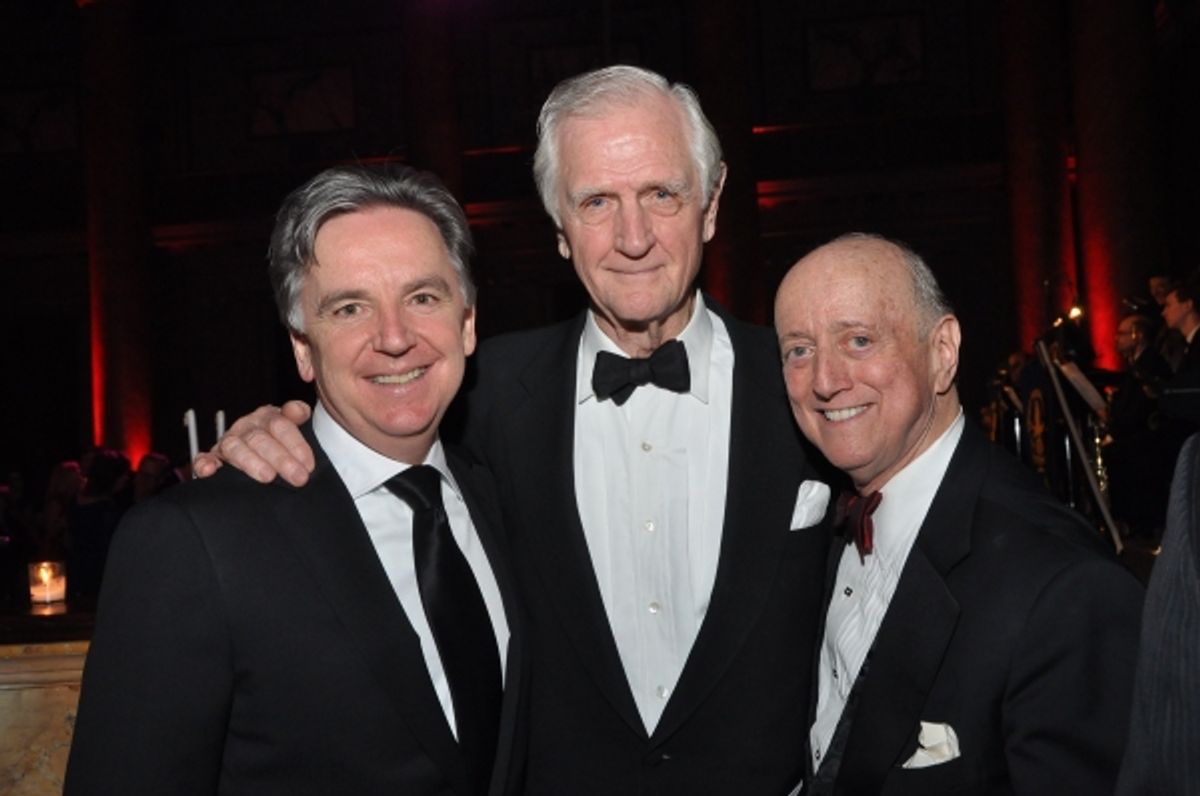 James Houghton, Edgar Lansbury, Acting Company Chairman Emertius and Honoree Earl Weiner  at 