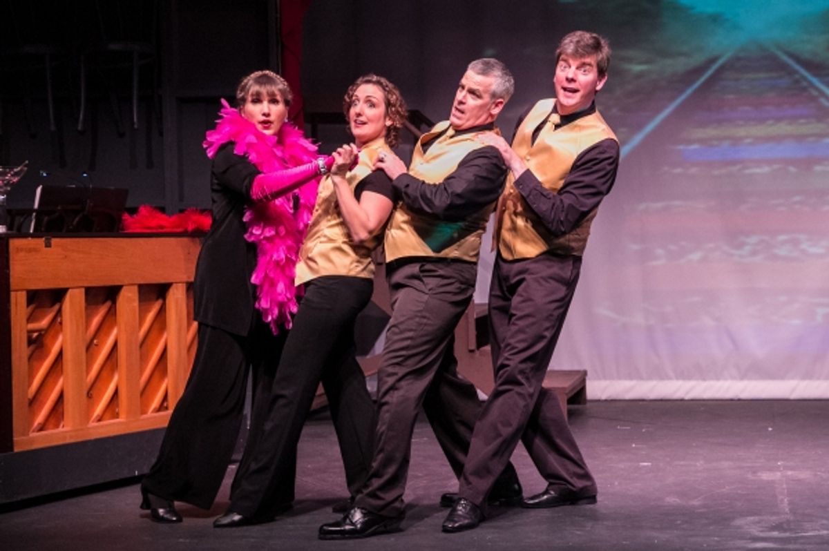 Prsicilla Squiers, Jessica Smith, Tom Denihan, Jonathan Jacobson in the vignette 'Dear Abby,' a parody in the style of Jerry Herman (Hello, Dolly!, Mame) at 