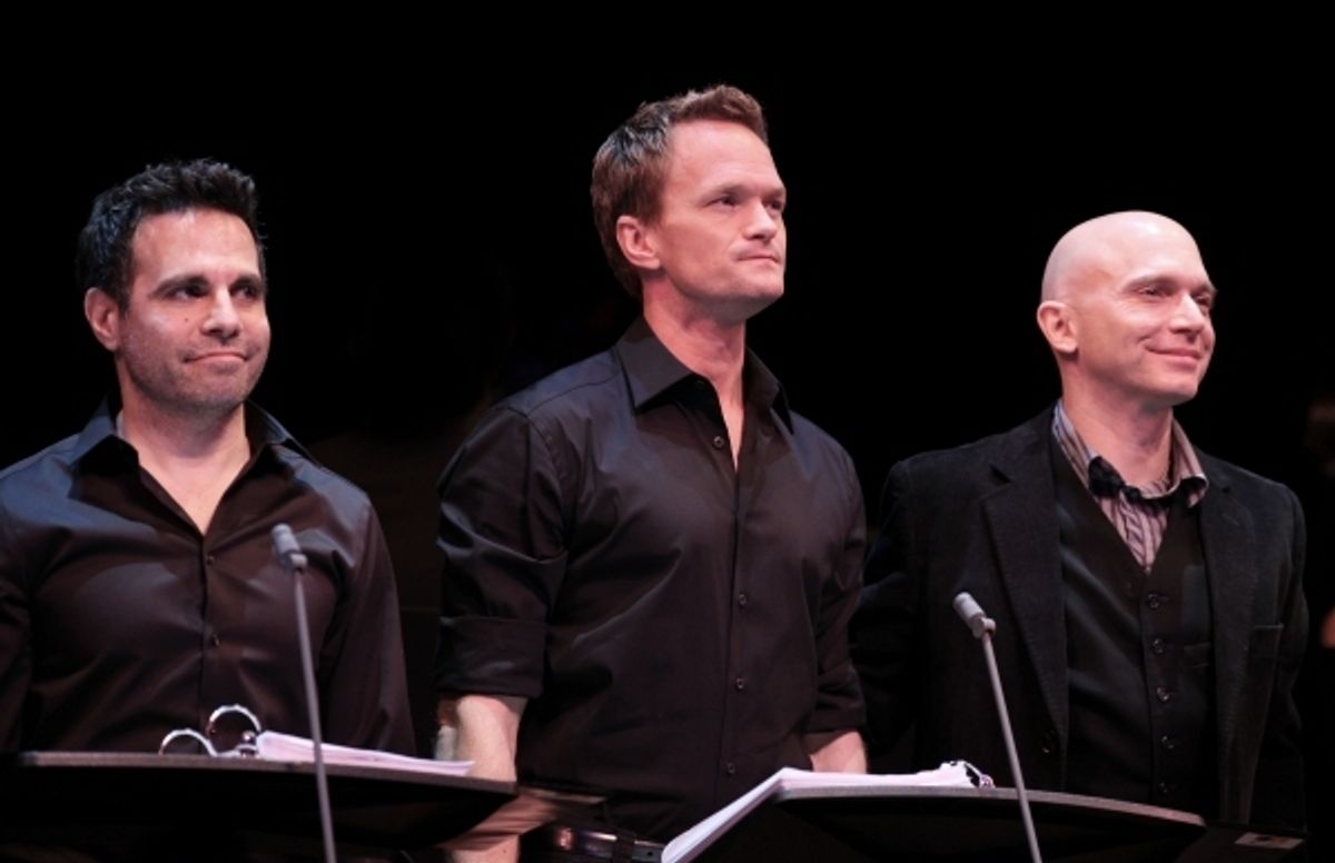 Mario Cantone, Neil Patrick Harris & Michael Cerveris. Photo Credit: Walter McBride at 