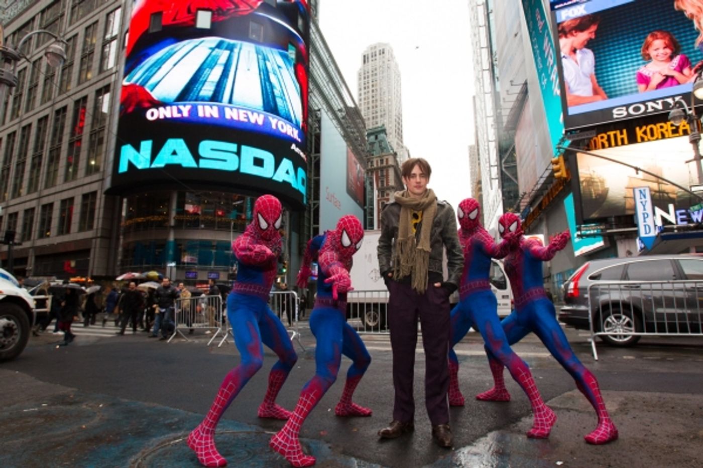 Photo Flash: Reeve Carney and SPIDER-MAN Cast Ring NASDAQ Bell!  Image