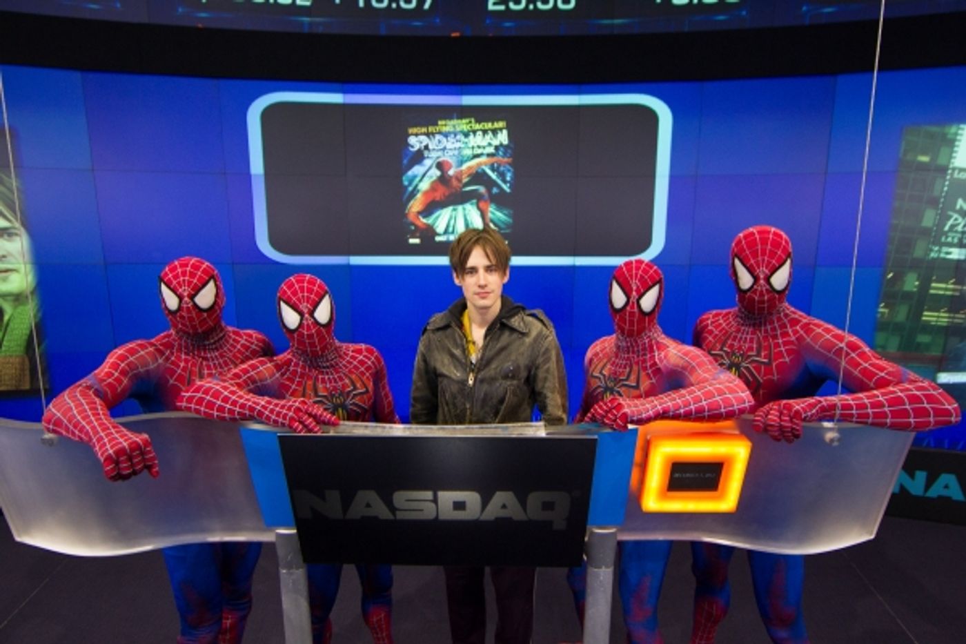 Photo Flash: Reeve Carney and SPIDER-MAN Cast Ring NASDAQ Bell!  Image