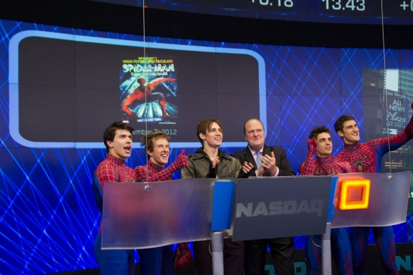 Photo Flash: Reeve Carney and SPIDER-MAN Cast Ring NASDAQ Bell!  Image