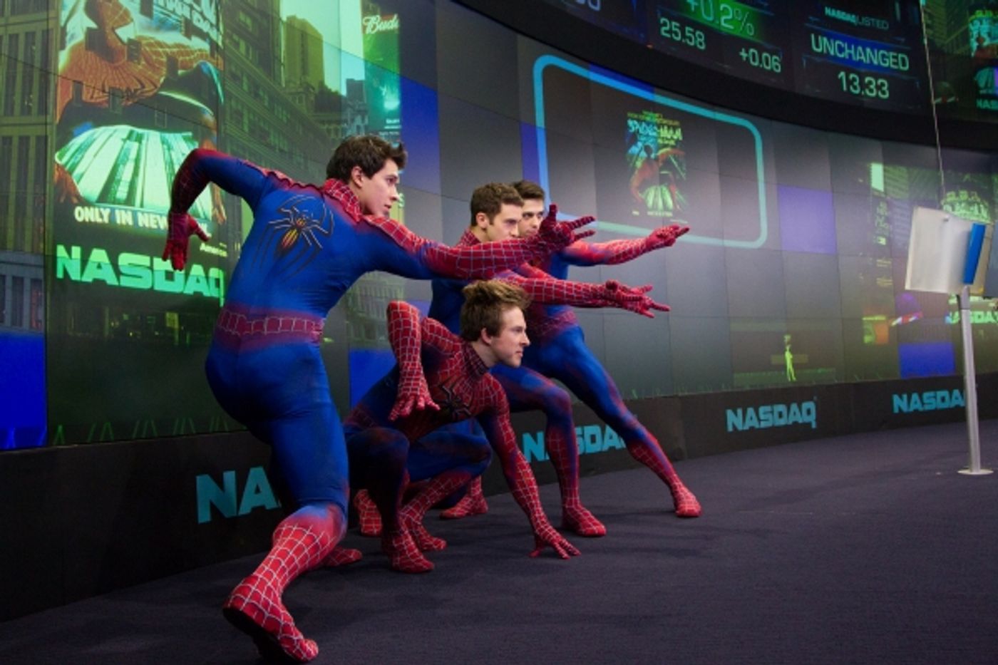 Photo Flash: Reeve Carney and SPIDER-MAN Cast Ring NASDAQ Bell!  Image