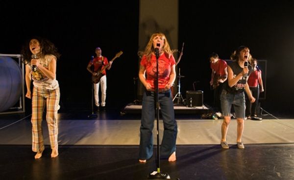 The ensemble rocks out to 