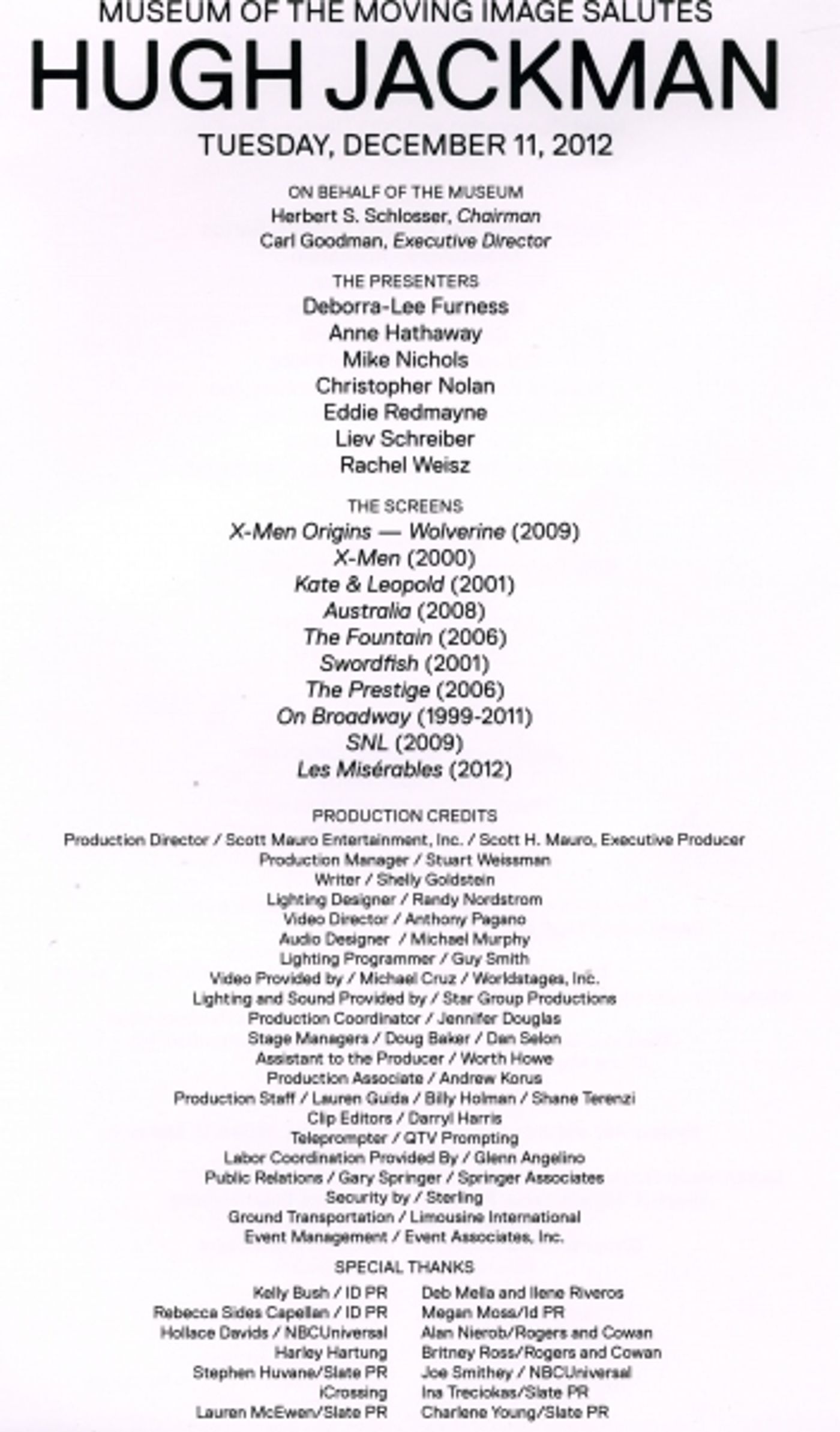 Photo Coverage: LES MIS Cast Celebrates Hugh Jackman at Museum of the Moving Image Salute  Image