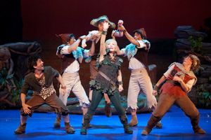 Cathy RIgby as Peter Pan with the Lost Boys. @ BroadwayWorld Cathy RIgby as Peter Pan with the Lost Boys. Photo