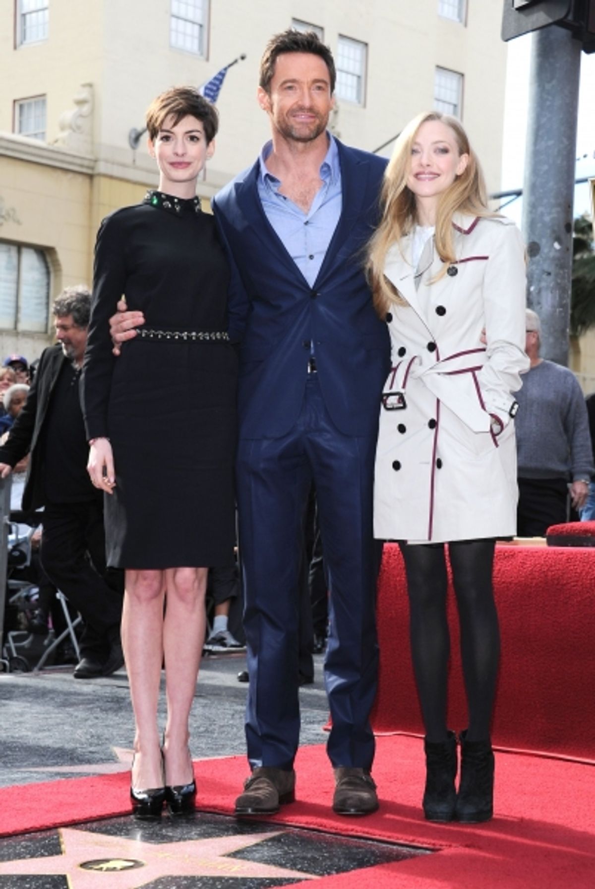 Mandatory Credit: Photo by Stewart Cook / Rex USA (1185736e)Anne Hathaway, Hugh Jackman and Amanda SeyfriedHugh Jackman honoured with Star on the Hollywood Walk Of Fame, Los Angeles, America - 13 Dec 2012 at 
