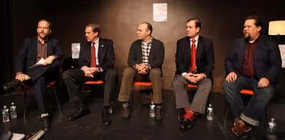 Author Robert Simonson, Actors' Equity Association President Nick Wyman, Danny Burste Photo